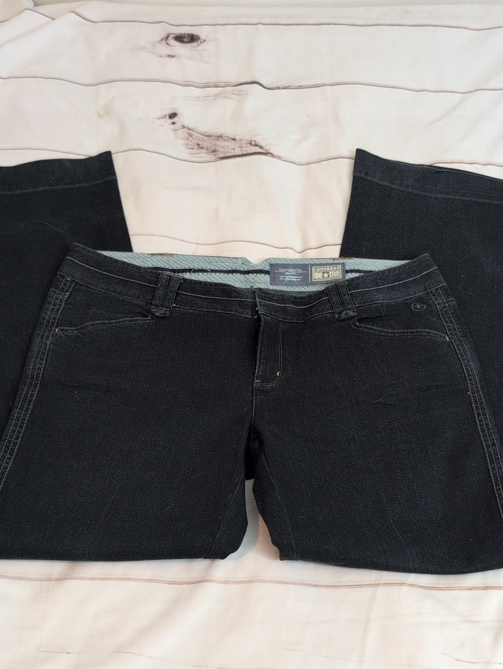 Converse One Star Vintage Y2K Black Flare Jeans Women’s 14 Stretch